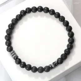 Strand 6mm Black Lava Rock Pulseira Pedra Olho de Tigre Natural Chakra Energia Malaquita Stretch Charm Jóias de Cura Ioga