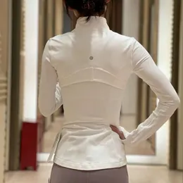 캐나다 루 요가 여자 요가 슬림 한 매끄러운 달리기 재킷 체육관 긴 슬리브 운동 운동 빠른 건조 탄성 지퍼로드 야외 스포츠 정의 재킷