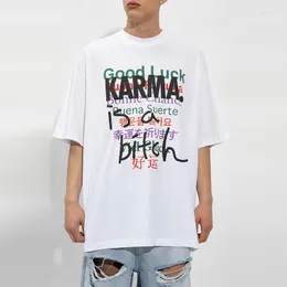 Męskie koszule 23ss Summer Białe T-shirty Mężczyźni Kobiety 1: 1 Powodzenia Letter Logo Top Tees Modna moda krótkie rękaw