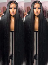 30Inch Brazilian 200 Density 13x4 13x6 Bone Straight Transparent Lace Frontal Human Hair Wigs 4x4 Front Closure Wig For Women