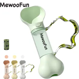 Dog Bowls Feeders Mewoofun Cat Dog Water Bottle Feeder Bowl 2 in 1 Leak Proof Portable Fashion Pet Drinking Tool Outdoor Travel With Poop Bag 230625