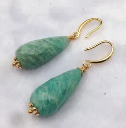 Dangle Earrings YA3033天然アマゾナイトファセットティアドロップストーンイヤリング