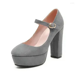 Dress Shoes Size 33-43 Black Women Round-toe Platform 11cm High Heels Pumps Sexy Ladies Grey