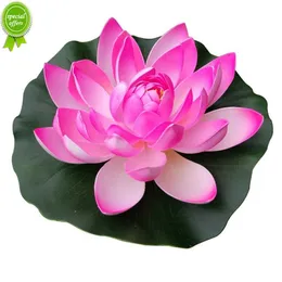 Simulate Water Lily Outdoor Fishes Pool Decor Fish Tank with 2-layer Flower Petals Water Lily Leaves mini Solar Fountain Round