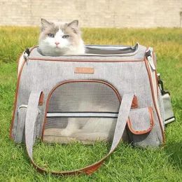 猫キャリアポータブル犬のバッグメッシュ通気性バッグ小犬用折りたたみ猫ハンドバッグ旅行ペット輸送機洗濯機