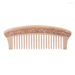 Pente de dentes largos de madeira pêssego natural massagem beleza cuidados com o cabelo