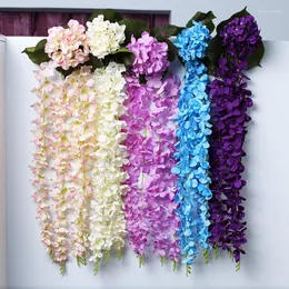 Dekorative Blumen Hochzeit Hortensie Simulation Glyzinien Hintergrund Arrangement Korb Blumenstrauß Wandbehang Seide Blumenzubehör