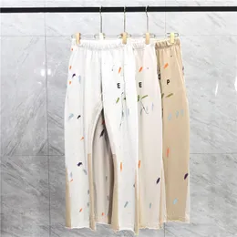 23SS Autumn Zima malarstwo Patchwork Bawełniane spodnie spodnie Vintage Graffiti Bell Bottoms Casual USA