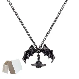 مصمم الخفافيش لؤلؤة قلادة زحل زحل قلادة أزياء النساء قلادة الماس زوجين المجوهرات هدية مثالية