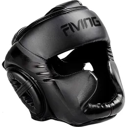 保護ギアフィビングフルカバーボクシングヘルメットMuay Thai Leather Training Sparring Boxing Headgear Gym Equipmentテコンドーヘッドガード230621