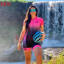 Cykelkläder sätter Kafitt New Triathlon Suit Ladies Cycling Set Set Short Sleeve Cycling Clothard Leotard Jumpsuit Macaquinho Ciclismo Femininohkd230625
