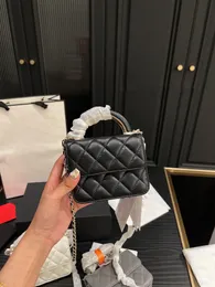 Luxury 22a Chain Bag Mini Flap Bag Women Classic Diamond Mönster Flap Bag äkta lädermetallspänne Öppningsdesignväska