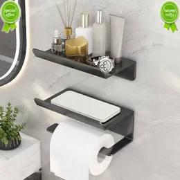Ny självhäftande toalettpappersrullhållare Non-Slip Mobiltelefonhållare Stålram Vävnad Förvaring Rack Badåtagar
