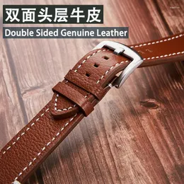 Watch Bands Leather Strap Retro Cowhide Lychee Pattern Soft 18/19/20/21/22mm Suitable For All Kinds Of Men's Accessories Deli22