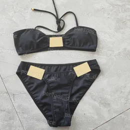 Lüks tasarımcı kadın bikini seti mayo seksi yastıklı yular mayolar kadın plaj bra brefs siyah bölünmüş mayolar