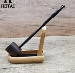 Rauchpfeifen Mini-Holzpfeife mit geradem Stiel aus schwarzem Sandelholz, tragbare kleine Herrenpfeife