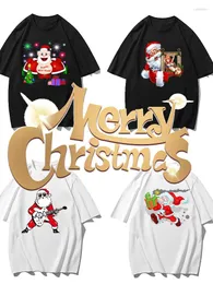 T-shirt da uomo T-shirt da uomo con stampa Merry Christmas Elk Old Man da donna unisex divertente casual Harajuku Top