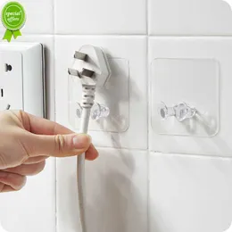 Ny 10 st väggförvaringskrok Punch-Free Power Plug Socket Hållare Kök Stealth Hook Wall Adhesive Hanger For Kitchen Badrum