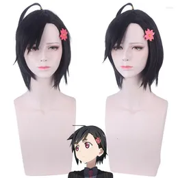 Party Supplies Koharu Hondomachi Wig Anime ID:INVADED Cosplay Handsome Girl Black Fiber Synthetic Hair