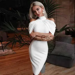 Casual Dresses Women's Elegant Party Dresses High Neck Short Sleeve Off The Shoulder Slim Pencil Midi Skirt Solid Prom Dress for Women Clothing x0625