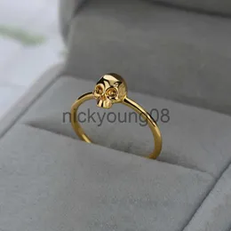Pierścienie zespołowe Pierścienie czaszki ze stali nierdzewnej dla kobiet mężczyzn złoty kolor Punk szkielet pierścień męski Kobieta vintage gotycka biżuteria palec darmowa wysyłka L231127