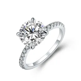 Solitaire Ring ATTAGEMS Brand 18K 14K 10K Yellow Gold Ring Round Cut 3.0CT Ring for Women Birthday Diamond for Wedding Gift 230621