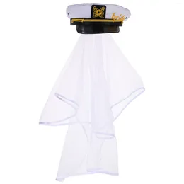 Bandanas Navy Hatband Veil Bridal Wedding Women Cap Hair Accessory Headpiece Sailor White Outfits