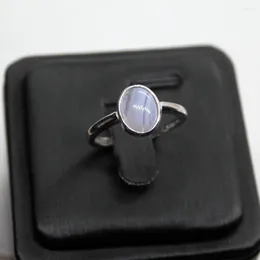 Cluster-Ringe AKAC 925 Sterling Silber Natürlicher blauer Spitzenachat Verstellbarer Ring ca. 7 9 mm Nach dem Zufallsprinzip versenden Großhandel
