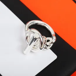 Pierścień Solitaire Pure Sterling Sier Biżuteria dla kobiet grube pierścienie łańcucha zaręczyn imprezy duża szerokość Lucky 230625
