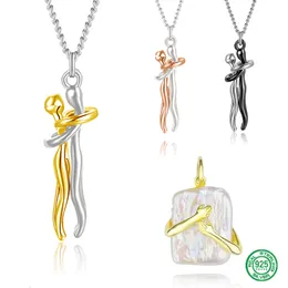 Strängar Strings S925 Sterling Silver for Women Pearl Necklace Par Hug Pendant Chain 925 Jewelry Gold Classic Unique Gift 230625
