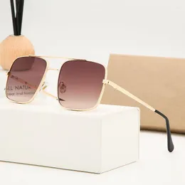 Solglasögon för män kvinnor stil mode retro rektangulär metall ram designer nyanser uv skydd