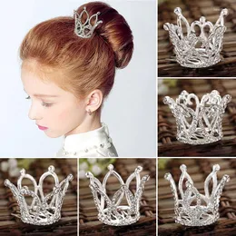 Fermagli per capelli Bambini Piccola tiara Strass Fiore Ragazza Corona Gioielli Moda Kid Pettine Forcina Copricapo Accessori regalo