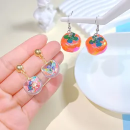 Cute Cartoon Persimmon Dangle Earrings for Women Girls Delicate Sweet Persimmon Geometric Earrings Bestfriend Fashion Gifts