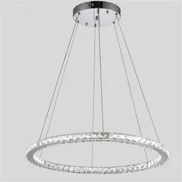 Chandeliers Modern D60cm D70cm D80cm LED Ring Chandelier 30W 36W 42W Crystal Lustres Chrome Ceiling Chandelire Lighting Luminaire