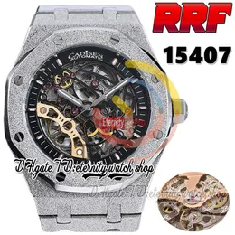 2023 RRF 41MM rf15407 Automatic Mechanical Mens Watch Frosted Gold Case Skeleton Black Dial Double Balance 316L Stainless Steel Bracelet Sport eternity Watches