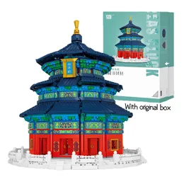 Blocos de construção mini antigo templo do céu define famosa arquitetura chinesa tijolos anos crianças brinquedos presentes 230621