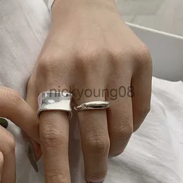 Anéis de banda cor prata bijoux estilo simples linha multicamadas anéis de dedo presente de menina grande anel aberto geométrico irregular joias exageradas x0625