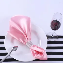 Guardanapo de mesa 12 peças dacron cetim decoração de banquete de casamento 50 cm quadrado bainha de alta densidade cozinha suprimentos de jantar decoração