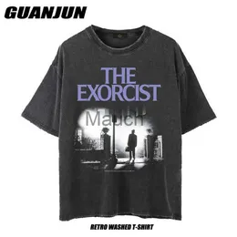 Camisetas masculinas Hip Hop Men Tshirt e Exorcist Washed Tshirt Exorcist Legend Horror Movie Special Tshirts Harajuku Oversized Cloing Tops Y2K J230625