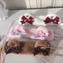 Artigos de festa Lolita caseiros originais Elementos de orelha de urso Faixa de cabelo estilo irmã macia na mão