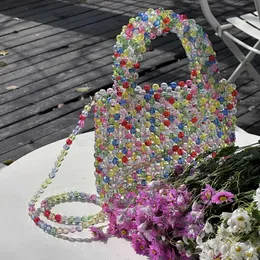 Letnie mieszane kolorowe koralikowe przekątne worka do modelowania worka, ręcznie wykonana opaliczna torba akrylowa, żeńska 230625