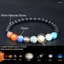 Strand Gezegenler Boncuklar Erkekler İçin Bilezik Kadınlar Doğal 6/8mm Onyx/Harita Taş Braslet Yoga Meditasyon Mücevher Aksesuarları Pulseras Mujer