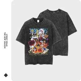 Man Tee Designer Men's T-shirts Monkey D Luffy T Shirt Streetwear Vintage Washed Anime One Piece Tshirts Summer aruku Short Sleeve Oversize