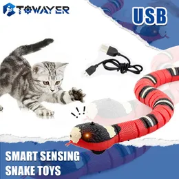 Cat oyuncakları akıllı algılama yılan interaktif kedi oyuncakları kediler için otomatik oyuncaklar usb şarj aksesuarları kedi oyuncakları evcil köpekler için oyun oynama oyuncak 230625