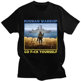 Erkekler Tişörtler Ukrayna Posta Damga Bayrağı Gurur Grafik Tişörtleri Rus Savaş Gemisi F GO FOLLUN MEN TİSLEMİ KISA KULLANIM