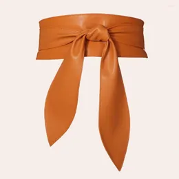 Cintos lindos para senhoras decorados ajustáveis couro sintético com laço nó roupas femininas leve acessório de cintura