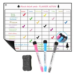 Whiteboards Magnetic Board för kylskåp med 3 Markers Weekly Planner Magnetic Whiteboard Planner Board Magnetic Kyle 230621