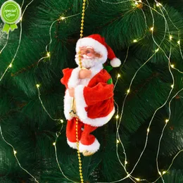 サンタクロースクライミングロープクリスマス装飾品ギフトエレクトリックサンタクロースクライミングラダードールおもちゃメリークリスマスツリー吊り
