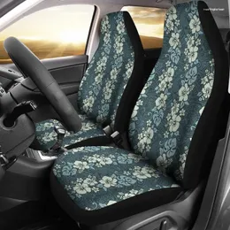 Car Seat Covers Green Tribal Floral Pair 2 Front Protector Accessory Polynesian F