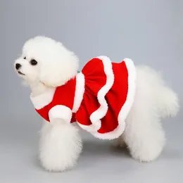 Dresses Christmas Pet Dog Costume Dress Puppy Warm Skirt Clothes Autumn Winter Warm Coats Clothing Pet Dog Red Skirt Fancy Dress